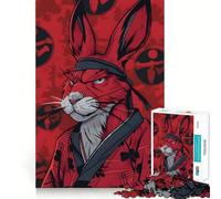 Puzzle difficile da 1000 pezzi con coniglio samurai per adulti, giocattolo stimolante per la mente, ideale per momenti di relax, con taglio di qualità, (50x75cm)