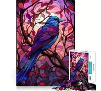 Puzzle difficile da 1000 pezzi con corvo in stile vetrata per adulti, migliora la memoria, rilassa la mente, ha bordi netti ed è un regalo elegante (50x75cm)