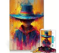 Puzzle difficile da 1000 pezzi con cowboy cupo per adulti, gioco di logica puro, attività domestica, taglio netto, regalo adorabile (38x26cm)