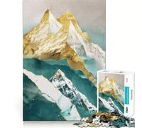 Puzzle difficile da 1000 pezzi con decorazioni dorate a tema montagna e natura, ideale per adulti, con bordi trasparenti, perfetto come regalo (50x75cm)