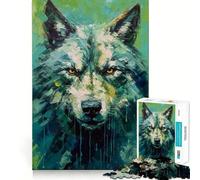 Puzzle difficile da 1000 pezzi con dipinto di lupo e tavolozza per adulti, con memoria di forma, facile da assemblare, immagine rilassante, regalo artistico (50x75cm)