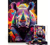 Puzzle difficile da 1000 pezzi con dipinto di rinoceronte per adulti, stimola la memoria, favorisce la calma, facilita il taglio e dona un aspetto rilassato, un regalo classico (38x26cm)