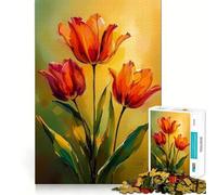 Puzzle difficile da 1000 pezzi con dipinto di tulipani arancioni per adulti, gioco intelligente da assemblare a casa, regalo festivo (50x75cm)