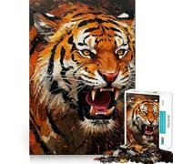 Puzzle difficile da 1000 pezzi con dipinto di una tigre ruggente ideale per adulti gioco di logica e abilità perfetto per trascorrere del tempo in famiglia con tagli precisi e oggetti da collezione