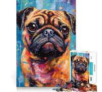 Puzzle difficile da 1000 pezzi con disegno di un carlino, ideale per adulti, stimola la memoria, è un gioco rilassante e di alta qualità, perfetto come regalo (38x26cm)