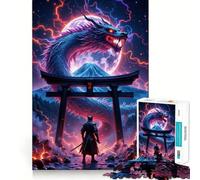 Puzzle difficile da 1000 pezzi con drago samurai e luna per adulti ideale per stimolare la memoria favorire la concentrazione creare un'atmosfera rilassante e piacevole perfetto come regalo classico