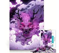 Puzzle difficile da 1000 pezzi con drago viola e nuvole per adulti, gioco di logica semplice e divertente, taglio di precisione, regalo di Natale (38x26cm)