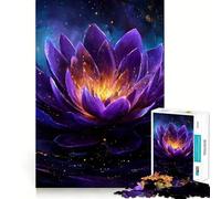 Puzzle difficile da 1000 pezzi con fiore di loto viola e luce dorata per adulti, gioco di logica semplice e divertente, taglio di precisione, regalo di Natale (50x75cm)