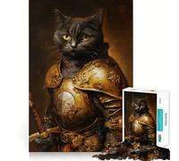 Puzzle difficile da 1000 pezzi con gatto cavaliere reale per adulti, gioco di logica e abilità, per tutta la famiglia, con intagli precisi, oggetto da collezione (38x26cm)