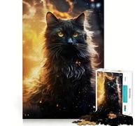 Puzzle difficile da 1000 pezzi con gatto nero mistico per adulti, giocattolo di riflessione, divertimento rilassante, opera d'arte ben definita (38x26cm)