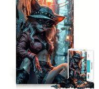Puzzle difficile da 1000 pezzi con gatto punk ribelle per adulti, gioco intelligente da fare a casa, divertente da assemblare, regalo festivo (38x52cm)