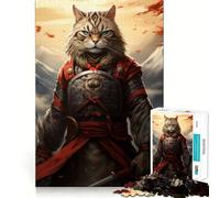 Puzzle difficile da 1000 pezzi con gatto samurai giapponese per adulti, stimola la memoria, favorisce la calma, facilita il taglio e crea un'atmosfera rilassante, un regalo classico (38x26cm)