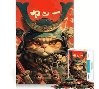 Puzzle difficile da 1000 pezzi con guerriero gatto samurai per adulti, giocattolo stimolante per la mente, ideale per momenti di relax, con taglio di qualità (38x26cm)