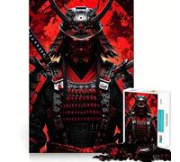 Puzzle difficile da 1000 pezzi con guerriero samurai rosso e nero per adulti, migliora la memoria, rilassa la mente, bordi netti, regalo elegante (50x75cm)