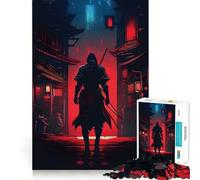 Puzzle difficile da 1000 pezzi con guerriero samurai rosso per adulti, stimolante per la memoria, rilassante, con taglio liscio, classico regalo (50x75cm)