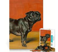 Puzzle difficile da 1000 pezzi con immagine di un carlino e un cupcake, stile Mid Century, per adulti, con memoria di forma, facile da assemblare, per il tempo libero e come regalo artistico (38x26cm)