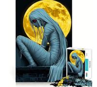 Puzzle difficile da 1000 pezzi con la mummia, donna e luna, ideale per adulti, gioco di logica, attività per rafforzare i legami, bordi trasparenti, regalo perfetto (38x26cm)