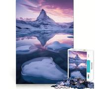 Puzzle difficile da 1000 pezzi con lago di montagna innevato per adulti, migliora la memoria, rilassa la mente, bordi netti, regalo elegante (38x52cm)