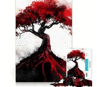 Puzzle difficile da 1000 pezzi con l'albero del mondo Yggdrasil rosso per adulti, giocattolo intellettuale, momento di relax, taglio di qualità, (38x26cm)
