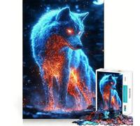 Puzzle difficile da 1000 pezzi con lupo cyberpunk al neon per adulti, giocattolo creativo, divertente e rilassante, opera d'arte ben definita (38x52cm)