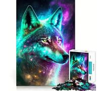 Puzzle difficile da 1000 pezzi con lupo nella nebulosa mistica per adulti, un gioco di logica e divertimento rilassante, un'opera d'arte raffinata (50x75cm)