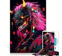 Puzzle difficile da 1000 pezzi con maschera Oni in stile cyberpunk per adulti, gioco intelligente da fare a casa, divertente da assemblare, regalo festivo (38x26cm)