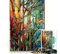 Puzzle difficile da 1000 pezzi con motivo bambù e vetrata artistica per adulti, ideale per rievocare ricordi, migliorare la memoria, rilassare, tagliare con precisione, 50x75cm