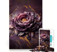 Puzzle difficile da 1000 pezzi con motivo floreale viola e oro per adulti, facile da assemblare, con memoria di forma (38x52cm) Regalo artistico