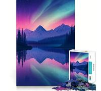 Puzzle difficile da 1000 pezzi con motivo montagne e lago dell'aurora boreale per adulti, gioco intelligente da fare a casa, divertente da assemblare, regalo festivo (38x52cm)
