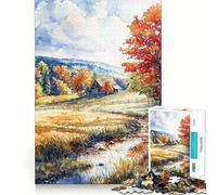 Puzzle difficile da 1000 pezzi con motivo rustico di una baita autunnale per adulti, ideale per stimolare la mente, creare un'atmosfera accogliente e creare un regalo speciale (50x75cm)
