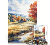 Puzzle difficile da 1000 pezzi con motivo rustico di una baita autunnale per adulti, ideale per stimolare la mente, creare un'atmosfera accogliente e creare un regalo speciale (50x75cm)