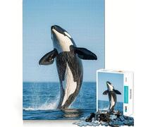 Puzzle difficile da 1000 pezzi con orca che salta fuori dall'acqua per adulti, gioco di logica semplice e divertente, taglio di precisione, regalo di Natale (38x26cm)