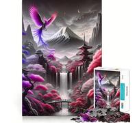 Puzzle difficile da 1000 pezzi con paesaggio asiatico giapponese rosso per adulti, gioco di logica puro, attività domestica, taglio netto, regalo adorabile (38x52cm)