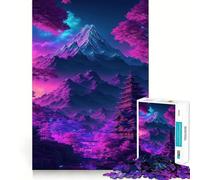 Puzzle difficile da 1000 pezzi con paesaggio cyberpunk al neon per adulti, gioco di logica stimolante, ideale per momenti di condivisione, bordi trasparenti, regalo perfetto (50x75cm)