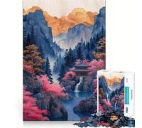 Puzzle difficile da 1000 pezzi con paesaggio giapponese e pagoda, ideale per adulti Stimola la memoria, è un gioco rilassante e di alta qualità Perfetto come regalo (50x75cm)