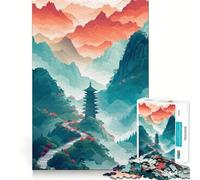 Puzzle difficile da 1000 pezzi con paesaggio giapponese e pagoda, per adulti Gioco intelligente da assemblare a casa, regalo festivo (38x26cm)
