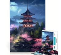 Puzzle difficile da 1000 pezzi con paesaggio giapponese e pagoda, per adulti Gioco intelligente da assemblare a casa, regalo festivo (38x26cm)
