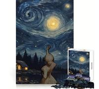 Puzzle difficile da 1000 pezzi con paesaggio ispirato alla Notte Stellata, per adulti, giocattolo intelligente, divertente e con taglio preciso, regalo artistico 38x26cm