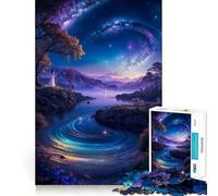 Puzzle difficile da 1000 pezzi con paesaggio spaziale al neon per adulti, gioco di logica, per momenti di relax, taglio liscio, regalo di alta qualità (50x75cm)