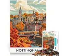 Puzzle difficile da 1000 pezzi con paesaggio urbano di Nottingham per adulti, stimola la memoria, rilassante, taglio di alta qualità, regalo perfetto (50x75cm)