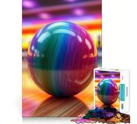 Puzzle difficile da 1000 pezzi con palla da bowling arcobaleno per adulti, gioco di logica puro, attività per la casa, taglio netto, regalo adorabile (38x26cm)