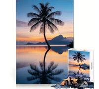 Puzzle difficile da 1000 pezzi con palma al tramonto e riflesso, per adulti Gioco intelligente da fare a casa, divertente da assemblare, regalo festivo (38x52cm)
