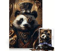 Puzzle difficile da 1000 pezzi con panda steampunk per adulti, ideale per migliorare la memoria, per un'esperienza di gioco appagante, con bordi precisi e un regalo speciale (38x52cm)
