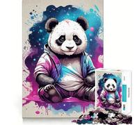Puzzle difficile da 1000 pezzi con panda su sfondo colorato per adulti, gioco intelligente da fare a casa, divertente da assemblare, regalo festivo (50x75cm)