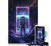 Puzzle difficile da 1000 pezzi con portale spaziale viola neon per adulti, stimola la memoria, gioco rilassante, taglio di alta qualità, regalo perfetto (38x52cm)