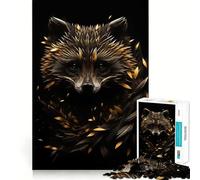 Puzzle difficile da 1000 pezzi con procione nero e oro per adulti, gioco di logica puro, attività domestica, taglio netto, regalo adorabile (50x75cm)