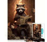 Puzzle difficile da 1000 pezzi con procione, toilette e giornale, per adulti, ideale per attività rilassanti e distensive Regalo speciale (38x52cm)
