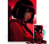 Puzzle difficile da 1000 pezzi con ragazza anime rossa per adulti, ideale per attività rilassanti e distensive, regalo speciale (38x26cm)