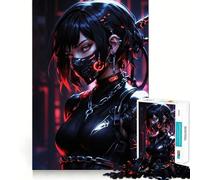 Puzzle difficile da 1000 pezzi con ragazza ninja cyberpunk per adulti, stimola la memoria, rilassante, taglio di alta qualità, regalo perfetto (38x52cm)