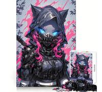 Puzzle difficile da 1000 pezzi con ragazza ninja e gatto per adulti,stimola la memoria,ideale per il relax e il tempo libero,con bordi nitidi,perfetto come regalo di Natale (38x26cm)